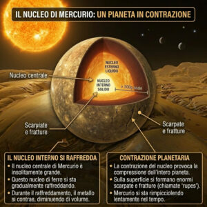 curiosita su mercurio : un'illustrazione che mostra il nucleo del pianeta Mercurio