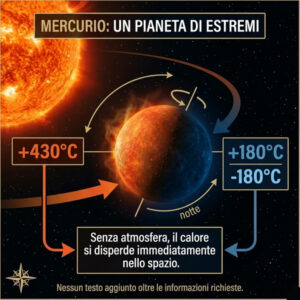 curiosita su mercurio : un'illustrazione che mostra le temperature sulla superficie di Mercurio