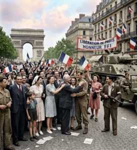 storia di parigi : un'immagine della liberazione di Parigi durante la Seconda Guerra Mondiale
